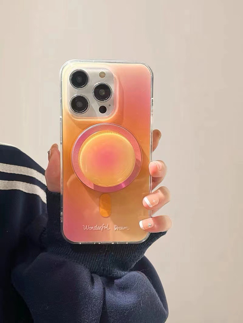 Nicho ins Sunset gradiente magnético soporte para iPhone13 funda para teléfono móvil 15ProMax Apple 14P hembra 12