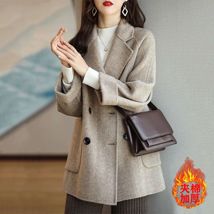 毛呢外套女2025秋冬季新款小个子加厚韩版修身气质中长款呢子大衣|undefined