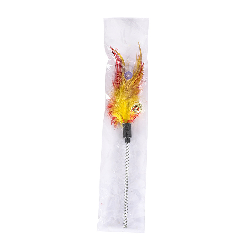 Suction cup stick spring mouse teasing  feather head bite resistant self Hi cat toy_voghion.com