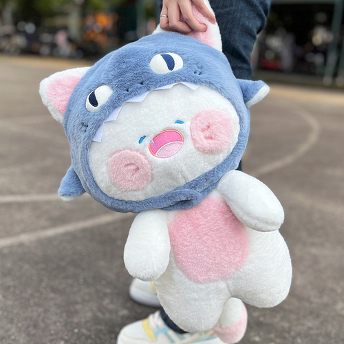 Same style internet celebrity shark cat doll, creative plush toy cat doll, cute birthday gift wholesale