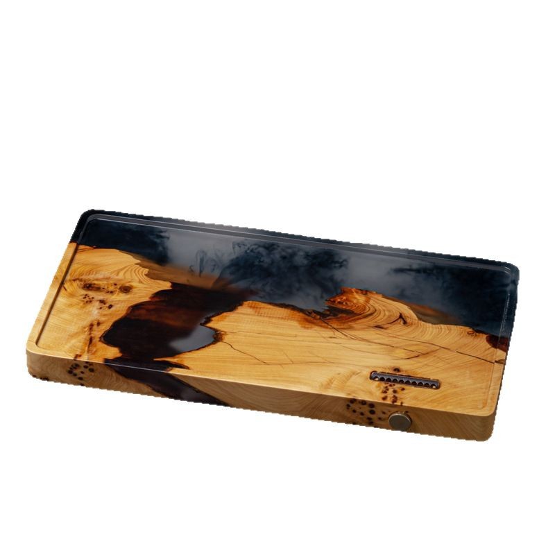 Bandeja de té transfronteriza, bandeja de té para el hogar, mesa de espuma seca pequeña moderna de lujo ligero, bandeja de drenaje rectangular de té de tohuja de madera maciza