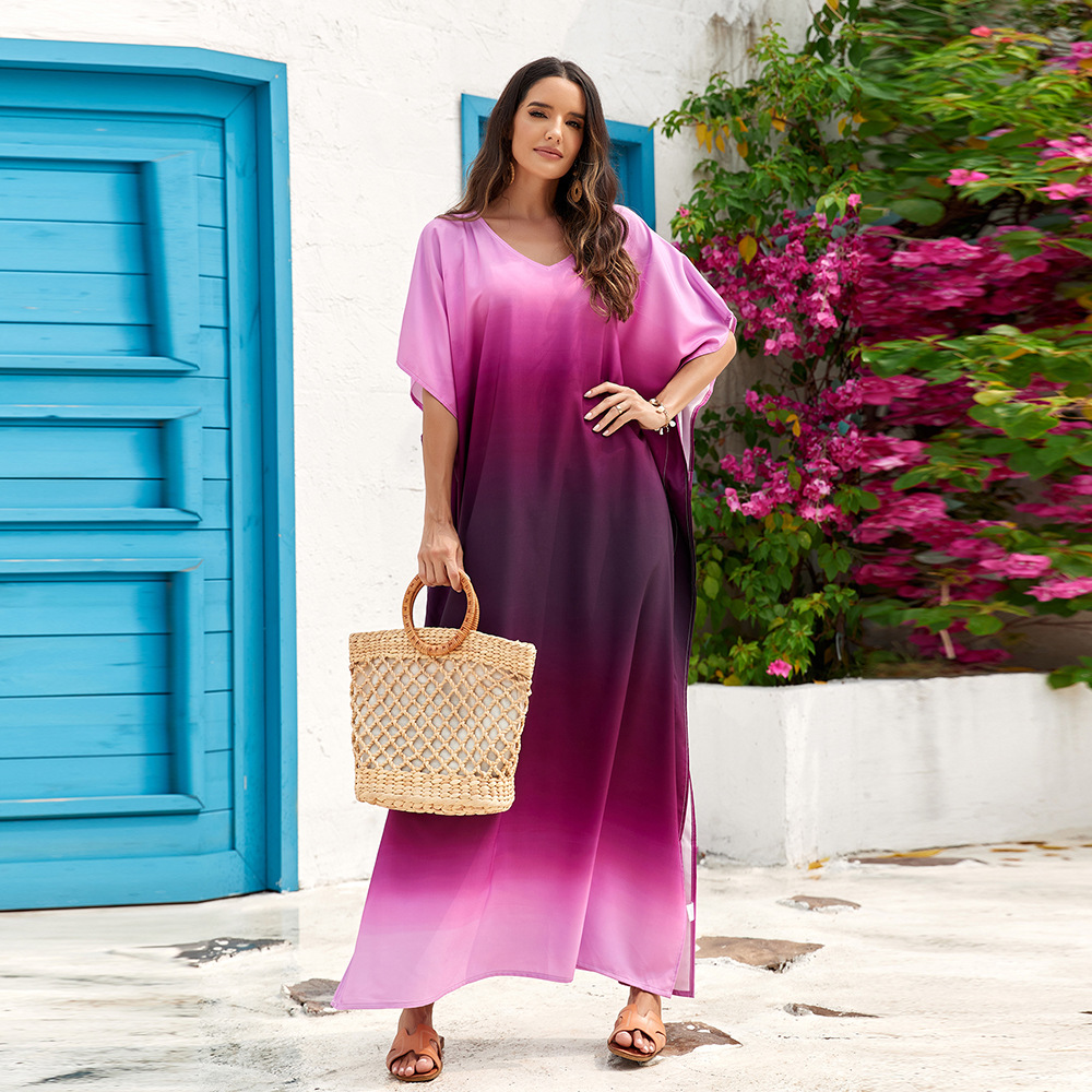 4 colores transfronterizos nuevo gradiente de impresión playa cubrir vestido de vacaciones más tamaño traje de baño cubrir hasta 3811