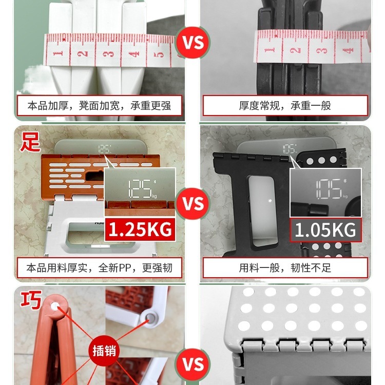 Taburete plegable de plástico grueso simple y portátil taburete alto silla de baño doméstico para adultos pequeño banco al aire libre Maza