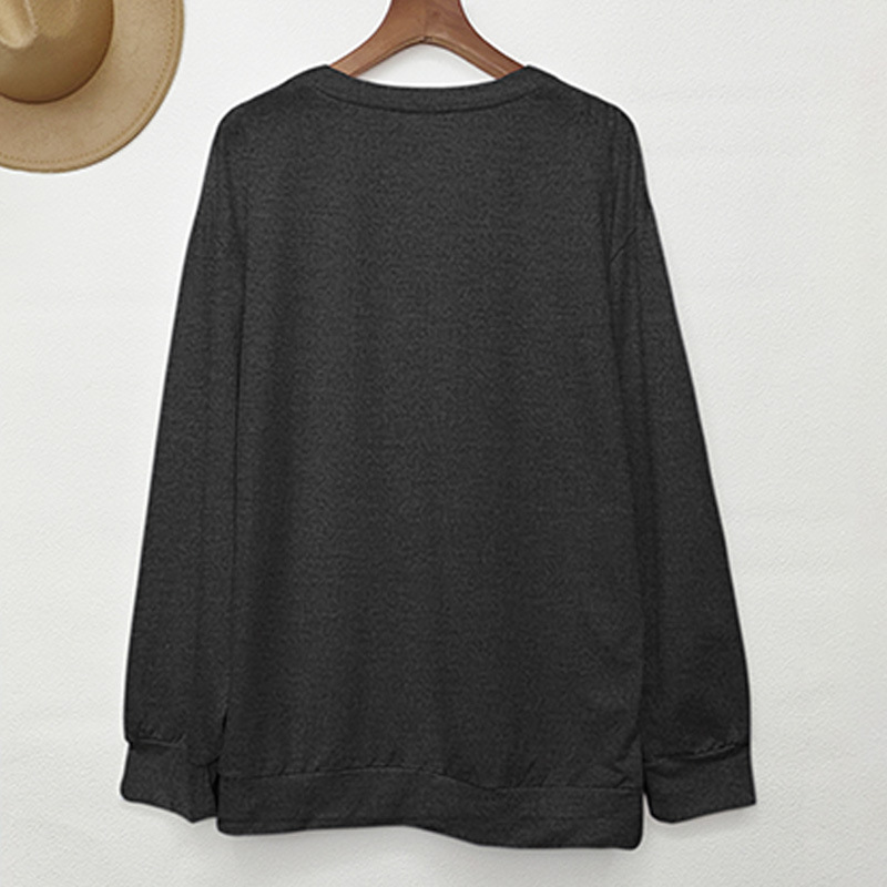 Felpa con cappuccio taglie forti autunno e inverno, da donna, girocollo, ampia, a maniche lunghe, stampa di Halloween_voghion.com