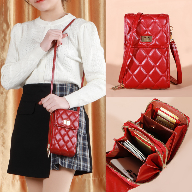 2022 New Women's Long Handle Handbag Large Capacity Phone Wallet Zipper Lock Crossbody Bag Small Shoulder Bag