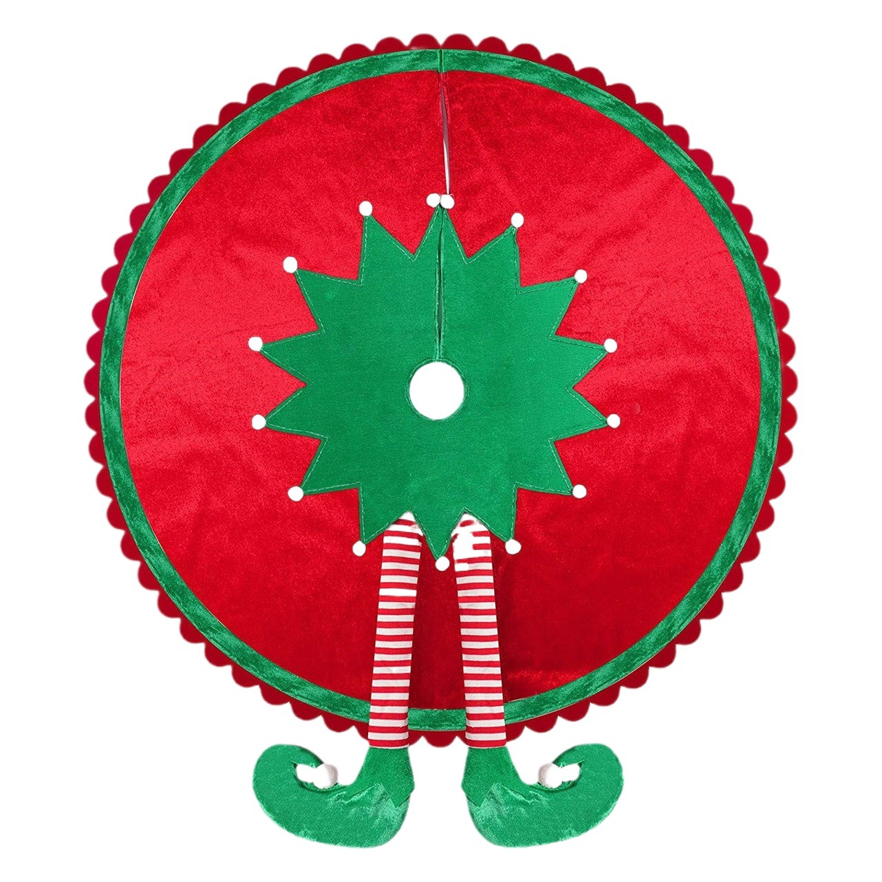 Nuevos productos transfronterizos decoración de Navidad falda de árbol de pierna de elfo rojo de Navidad decoración de delantal de árbol de Navidad lindo