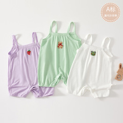 嬰兒衣服夏季薄款莫代爾吊帶連體衣哈衣寶寶包屁衣無骨嬰幼兒哈衣