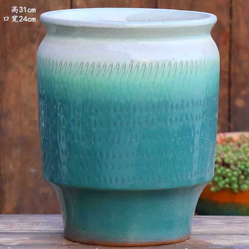 大口径グリーンダルシム多肉植物オオバコ紫大万百クリエイティブ陶器ポット粗い陶器砂土陶器ポット植木鉢大型レトロ|undefined