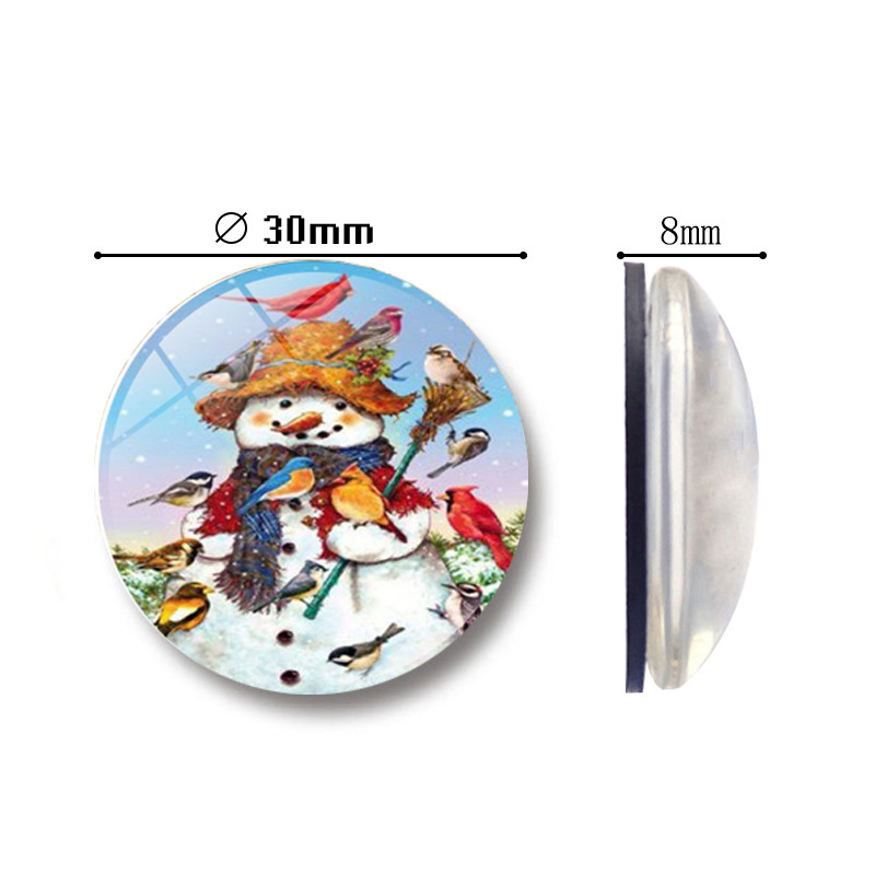 30MM 산타 클로스 눈사람 크리스탈 유리 냉장고 스티커 창조적 인 가정 장식 마그네틱 화이트 보드 스티커 크리스마스 선물