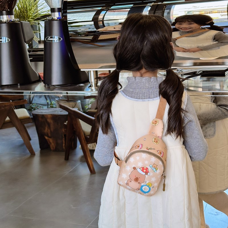 Bolsos de pecho de dibujos animados japoneses para niños y niñas encantadores carteras de cambio de bebé Capibara nuevas bolsas de impresión para niños