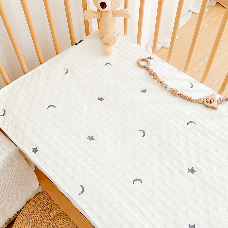 Six layers of gauze [sheets]-embroidered gray stars and moon