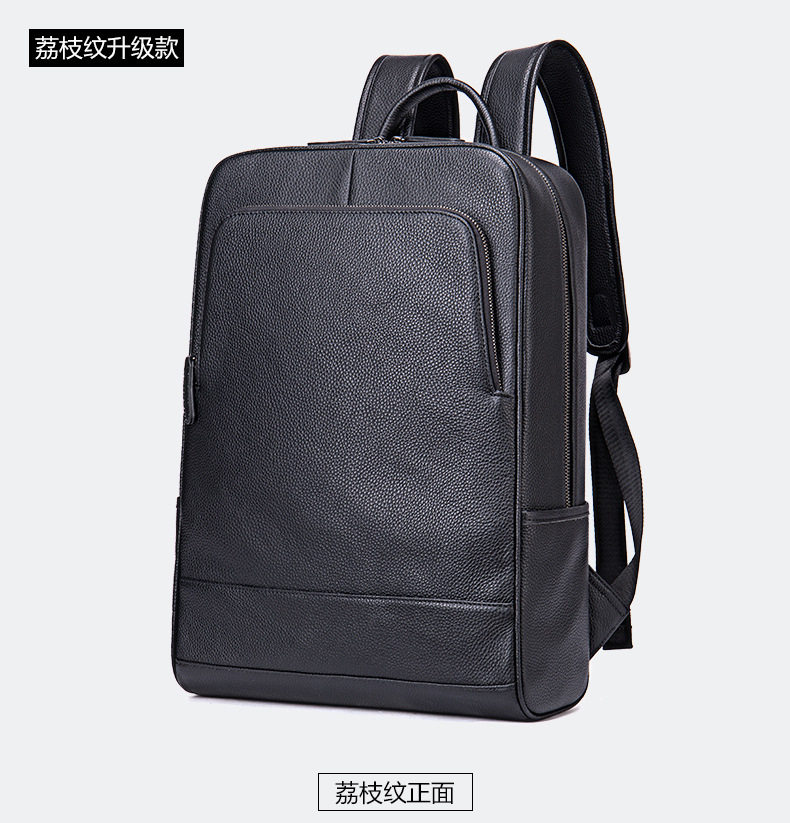 Ba lô nam da bò thật công sở đựng laptop 15,6 inch, ba lô du lịch ngoài trời — 816 màu đen, 9157 màu đen, 9197 màu đen, 8226 màu đen chi tiết 26