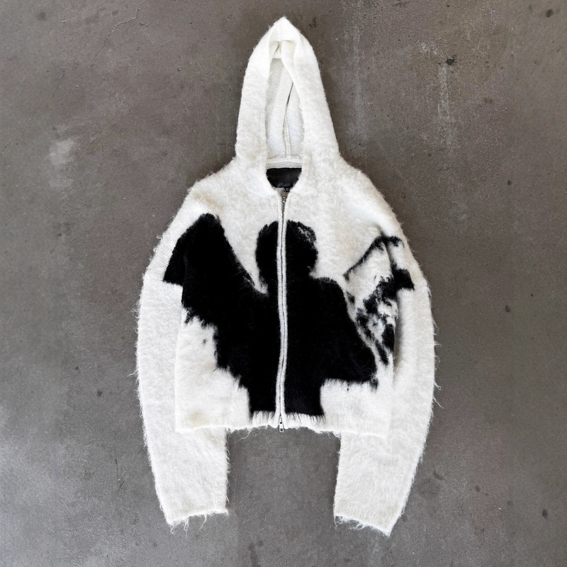 European and American Devil Zipper Hooded Sweater Halloween Outwear for Men and Women Autumn and Winter Couple Style Loose Jacquard Knitted Cardigan