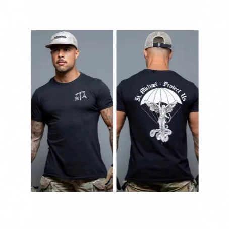 2026 Summer Casual Thin Short-Sleeve Saint Michael-Protect Us_T-Shirt-Suitable for Sportswear