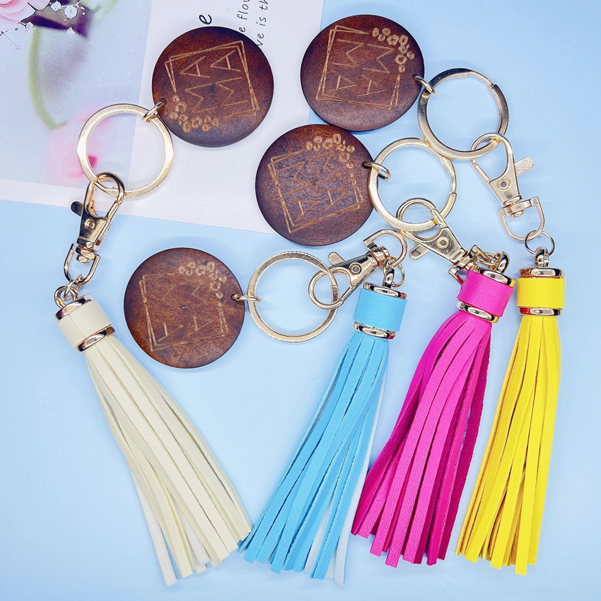 15g Weight Keychain Classification 1 Piece Quantity Daily Occasion PU, Wood Material Mother'S Day Festival MAMA, Letter Pattern Women's Gender Tassel Design Romantic Style Romantic MAMA Letter PU Wood Tassel Mother'S Day Women's Keychain 4