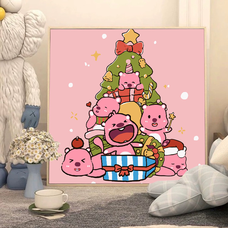 Navidad nueva pintura digital DIY pintada a mano pintura de color ambiente de decoración de vacaciones Santa Claus pintura decorativa