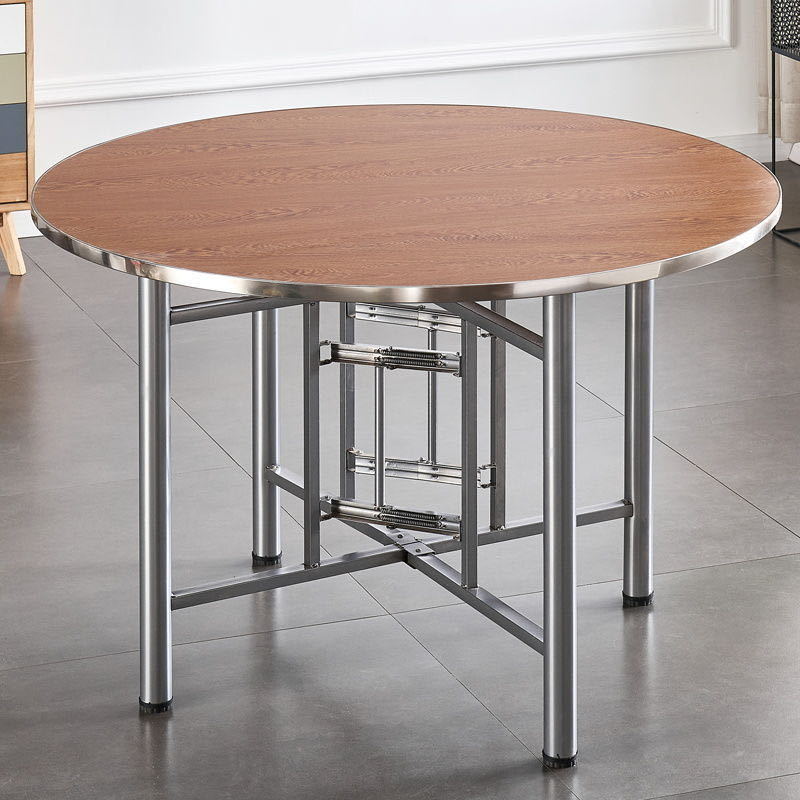 Large Round Table Household Folding Round Table Round Dining Table with Turntable Hotel Round Dining Table Restaurant Simple Round Tabletop Factory
