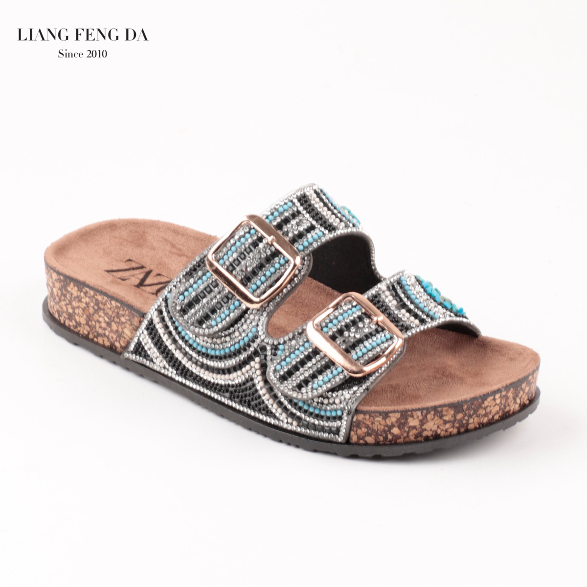 ZAZG transfronterizo tamaño nacional de taladro de viento zapatillas de cara de mujer verano nuevo doble botón zapatillas de playa de pino al por mayor