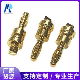 2.5鼓簧香蕉插针连接器焊线镀金公母铜针2.5mm螺纹插头pin针供应