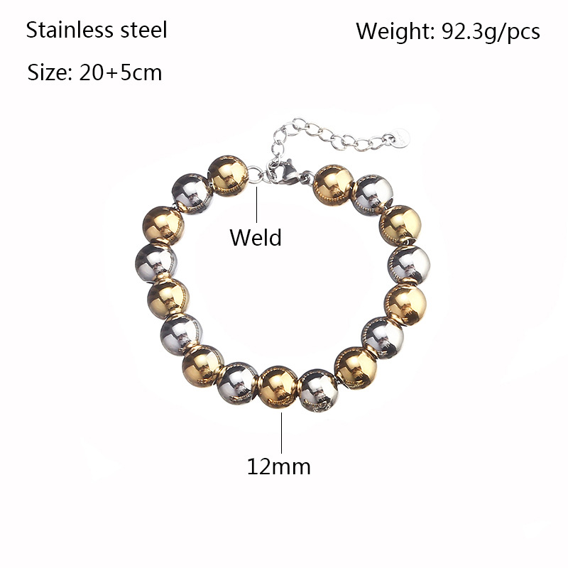 Bracelets Classification 1 Piece Quantity Retro Ball Stainless Steel Plating Men's Bracelets
