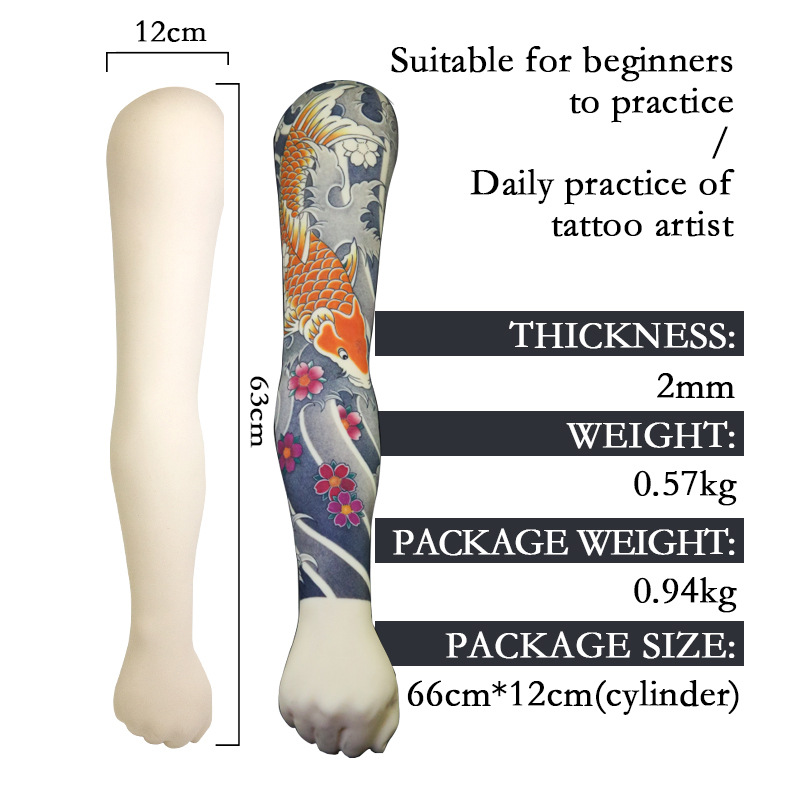 Cross-border wholesale full-arm silicone prosthetic hand, realistic skin-feel practice sleeve tattoo, essential equipment for beginner tattoo artists.