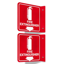 定制外贸亚克力带向下箭头L型灭火器标志家庭/办公室消防安全牌