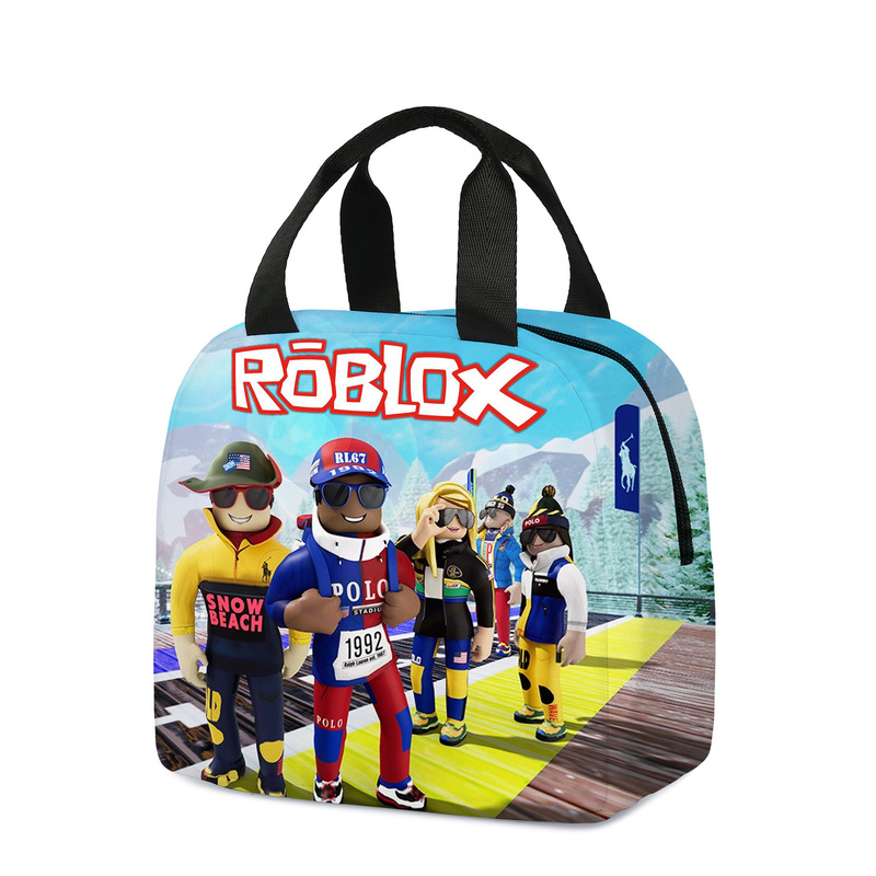 3D 新しい Roblox ROBLOX ランチバッグ小学生ランチボックスバッグ diy アイスバッグポリエステルプリント食事バッグ|undefined