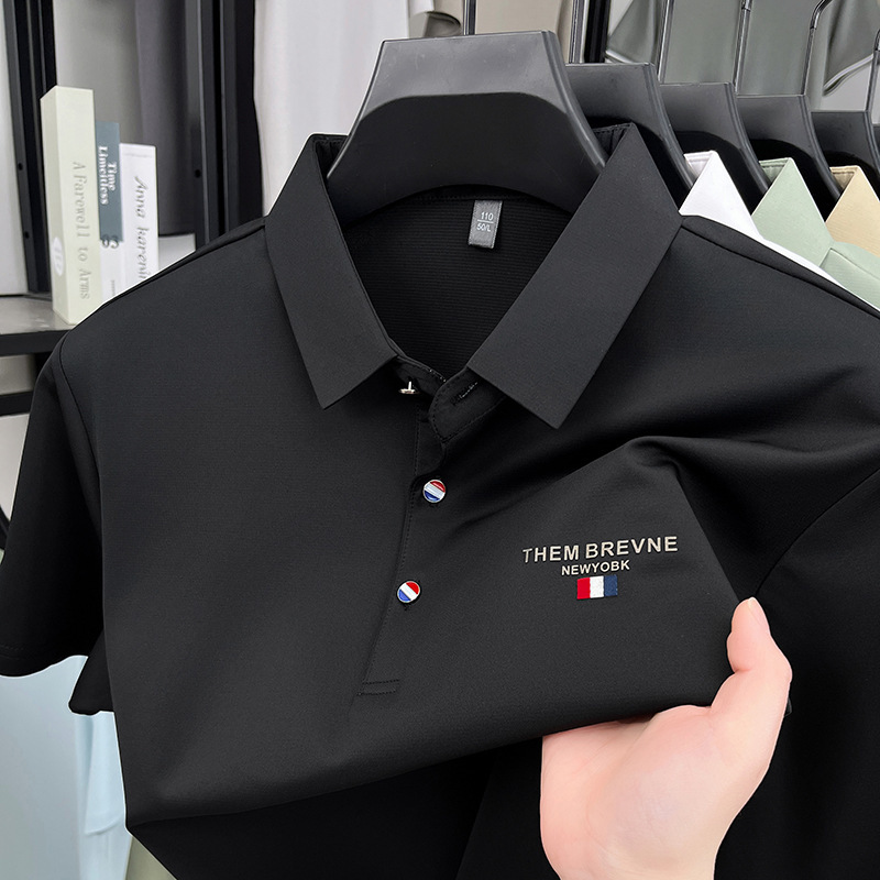 American Tommy Summer New Short-Sleeved Non-Iron Polo Shirt Mulberry Silk Casual Short-Sleeved T-Shirt Lapel Top American Tommy Summer New Short-Sleeved Non-Iron Polo Shirt Mulberry Silk Casual Short-Sleeved T-Shirt Lapel Top