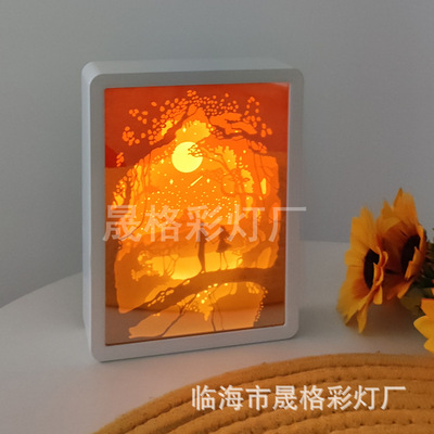 Mirror creativity 3D paper carving Confidante Girl student birthday gift practical A small minority gift charge Night light