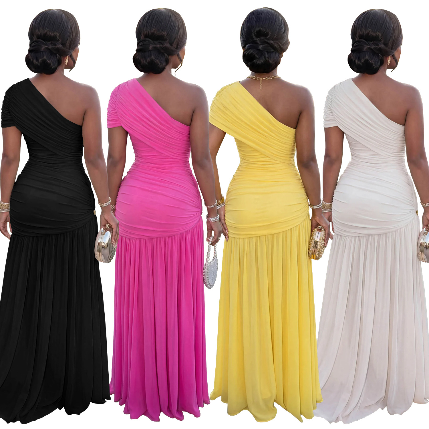 Modisches Damen Kleid Mit Asymmetrischem Ausschnitt Sexy_voghion.com