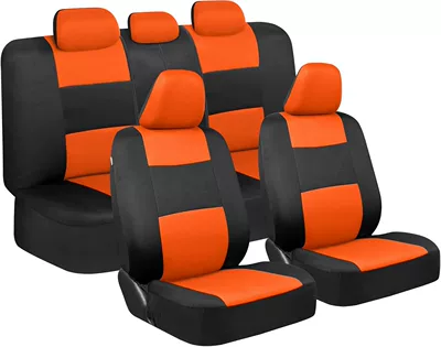 Universal Five-Seater Front and Rear | Universal seat cover - orange-and-black-9-piece-set-five-seats