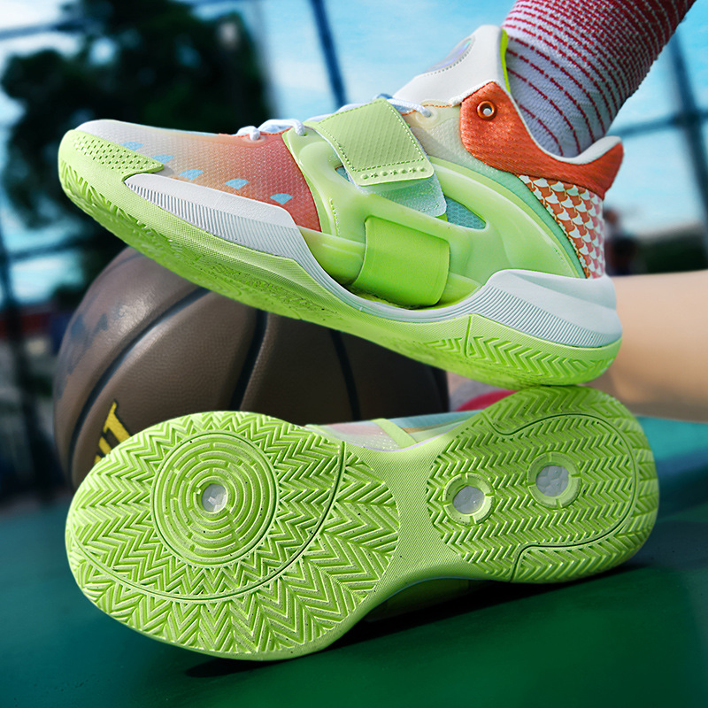 Neue Herbst-Basketballschuhe der 4. Generation, niedrig geschnittene Mesh-Kinder-Sneaker mit Klettverschluss für Herren, lässige Sportschuhe für Studenten_voghion.com