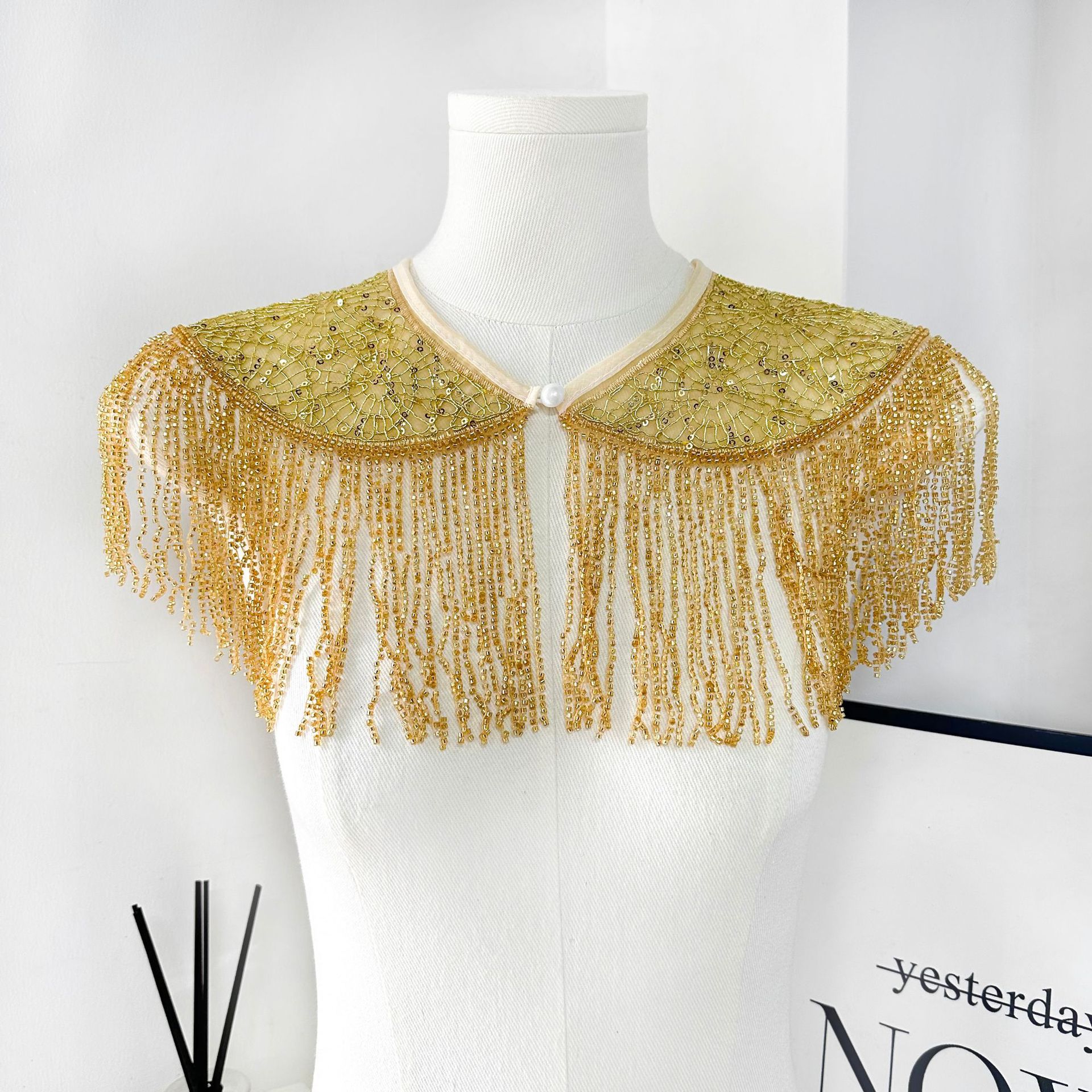 Danza latina de sequillas bordilla decoración sopa accesorios de espectáculo de baile vestido vestido vestido de novia bordilla larga collar falso image 6