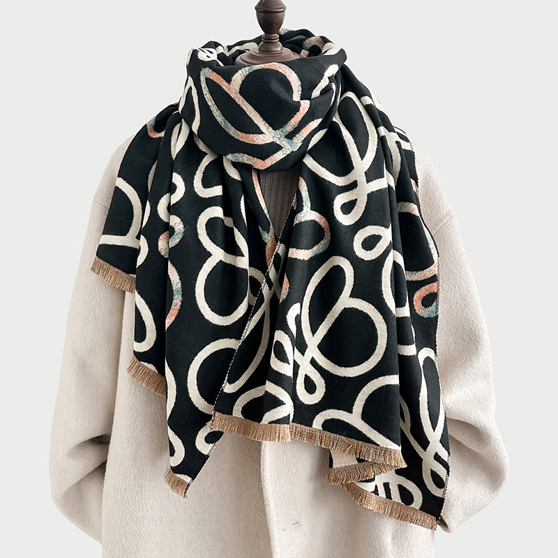 Bufandas coreanas de cachemira de dama 2025 pájaros con un bufón de aire acondicionado que se vuelve más grueso y cálido