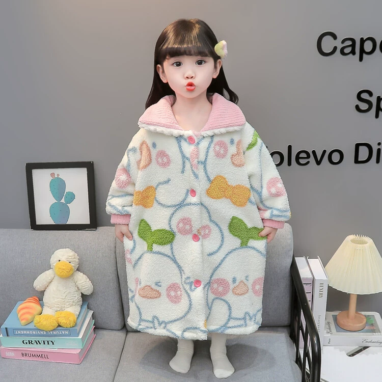 Детский зимний коралловый бархат халат для сауны, фланелевые пижамы