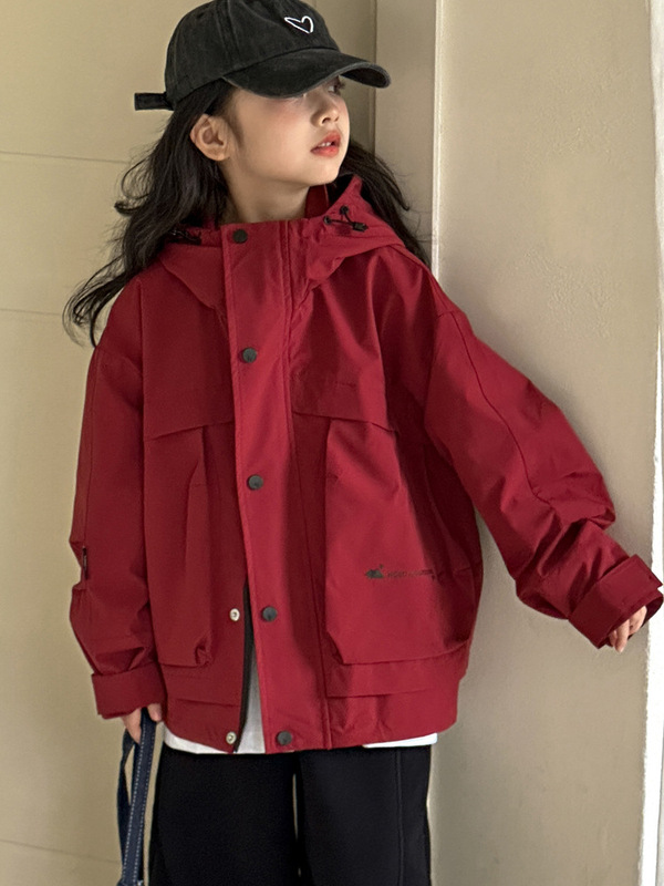 小红鱼女童外套春秋款2025新款高级感儿童休闲上衣亲子秋季冲锋衣|undefined
