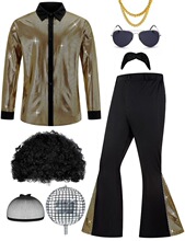 H 76863 Shiny Disco Shirt Flared Pants ��ʿ��Ƭ���� �羳����