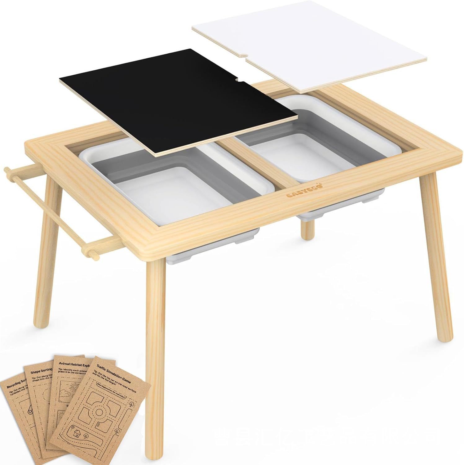 Wooden Children's Sensory Table Wooden Sand and Water Table Indoor and Outdoor Foldable Storage Box Baby Solid Wood Toy Table Dining Table