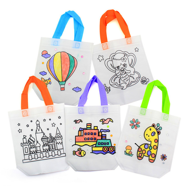 Bagos de graffiti para niños DIY bolsas de pintura no tejida bolsas de mano materiales de pintura al por mayor