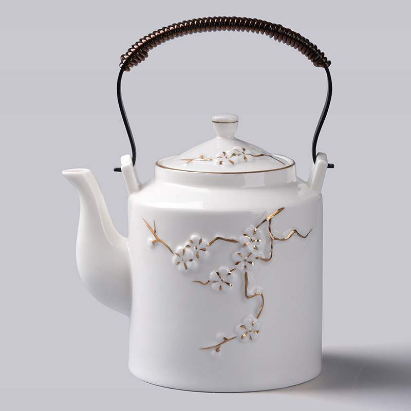亜光蘭カンフー茶器小橋壺シンプルリビング家庭用ティーポット陶磁器フィルタ単一大提梁壺|undefined