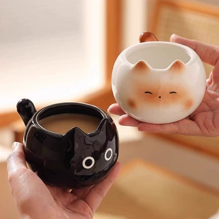 创意暹罗猫杯子陶瓷咖啡杯控女生水杯高颜值可爱马克杯下午茶茶杯