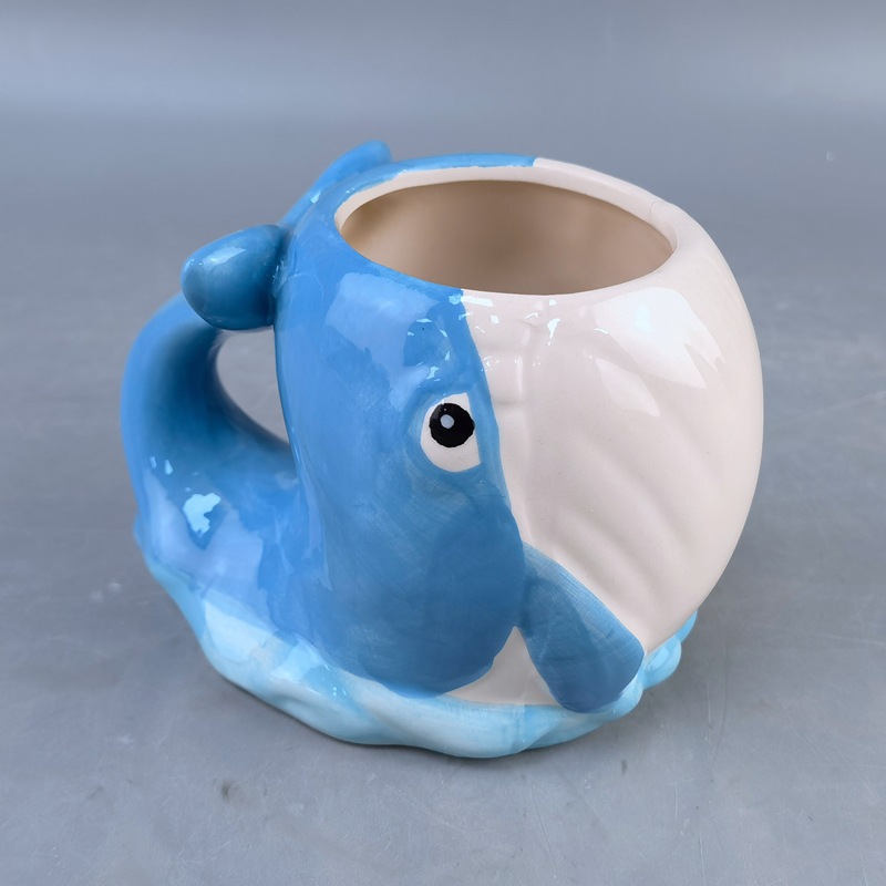 Taza de la serie del océano creativo cuidadosamente seleccionada Taza de cerámica de tiburón Caballo de mar Pulpo Ballena Taza de dibujos animados de animales Alien