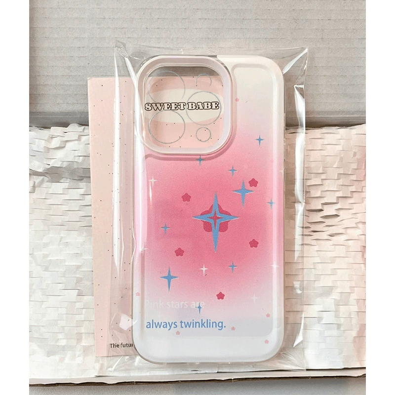 Чехол для iPhone Sfumato (совместим с 12–17 сериями), прозрачный с узором звёзд, точные вырезы под камеру