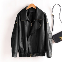美式新款重工复古美拉德机车皮衣外套男女秋冬宽松百搭皮夹克520