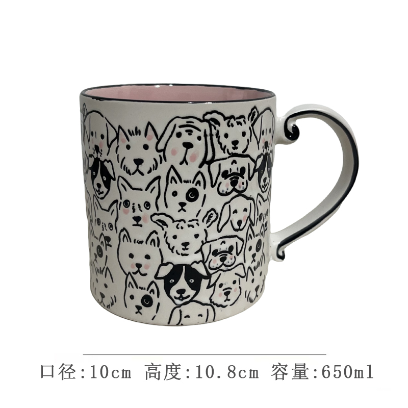 Cerámica bajo vidriado pintado a mano linda taza de gato taza de agua taza de desayuno taza de avena pareja micro pomelo