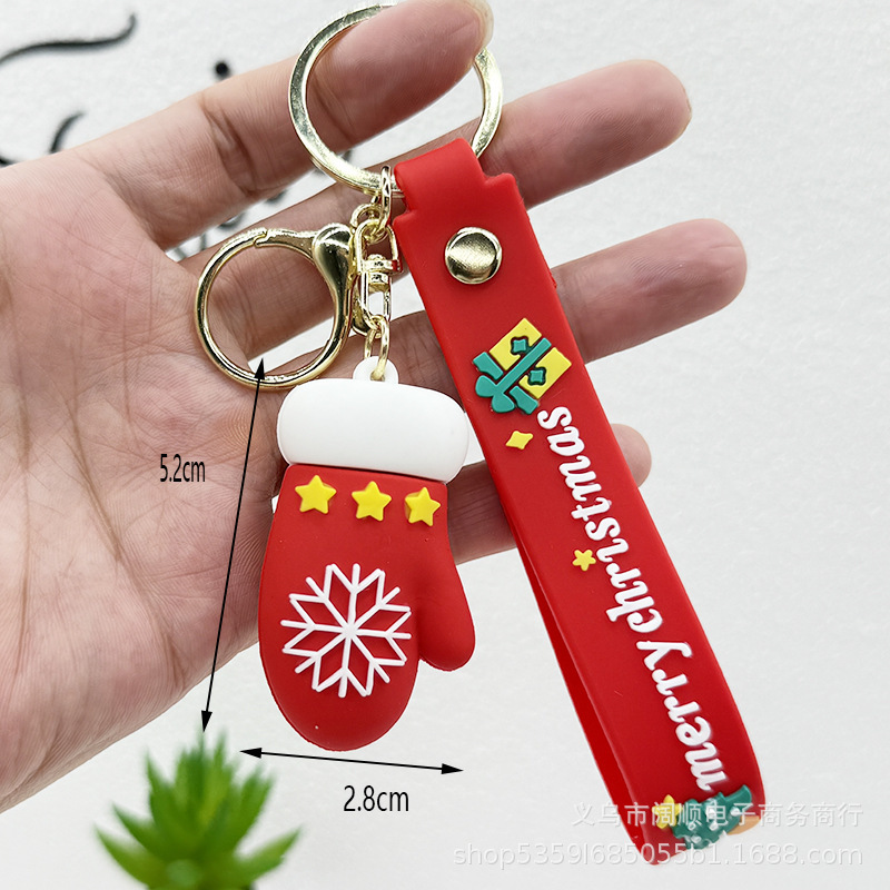 跨境圣诞钥匙扣软胶公仔挂件圣诞礼品配件立体公仔圣诞老人小挂件|undefined