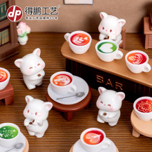 Q萌可爱猫猫咖啡馆创意拉花咖啡杯树脂摆件diy娃屋桌面装饰品配件