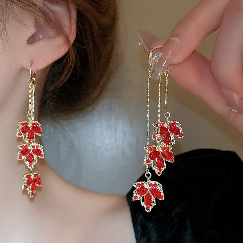 Pendientes de perla de diamantes con aguja de plata de súper hada, pendientes de borla de flores, pendientes de moda francesa, pendientes de nicho para mujer, lujo ligero, sentido de alta gama