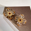 Three dimensional cute earrings from pearl, french style, flowered