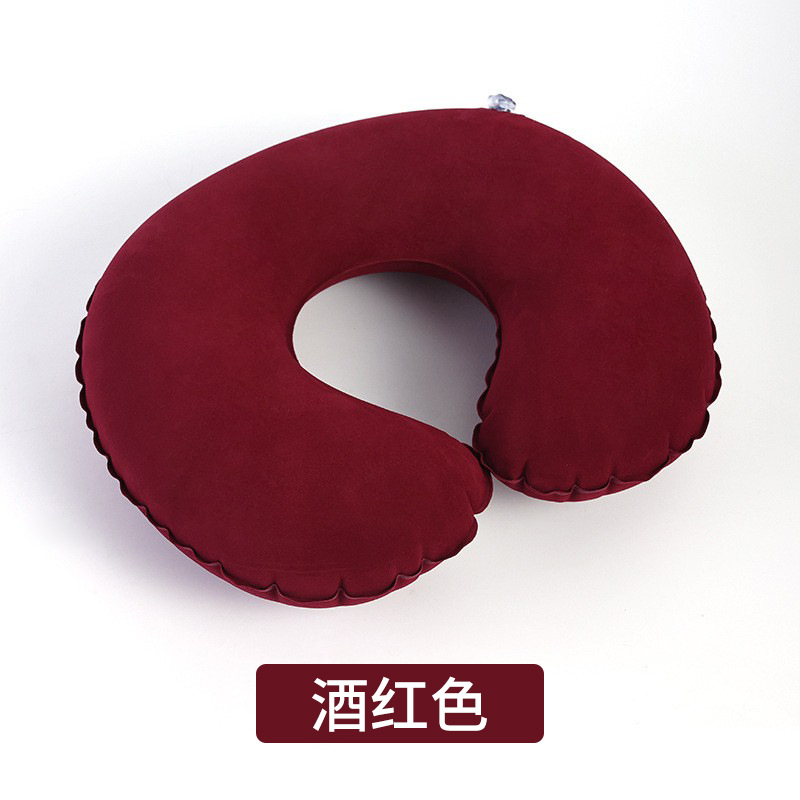 C-shaped inflatable pillow-burgundy